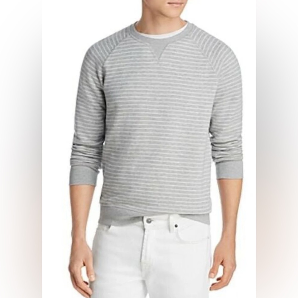 Bloomingdale’s The Mens Store Grey Striped Terry Raglan Sweatshirt Sz XL
